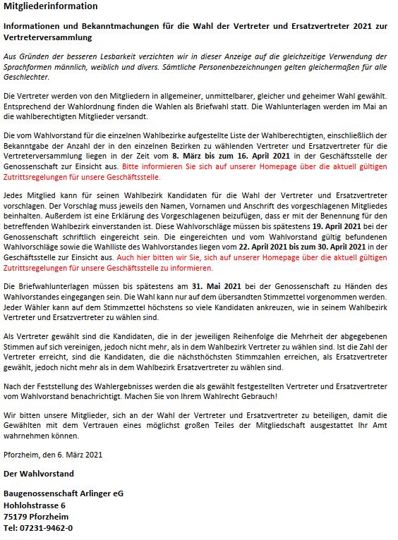 Vertreterwahl