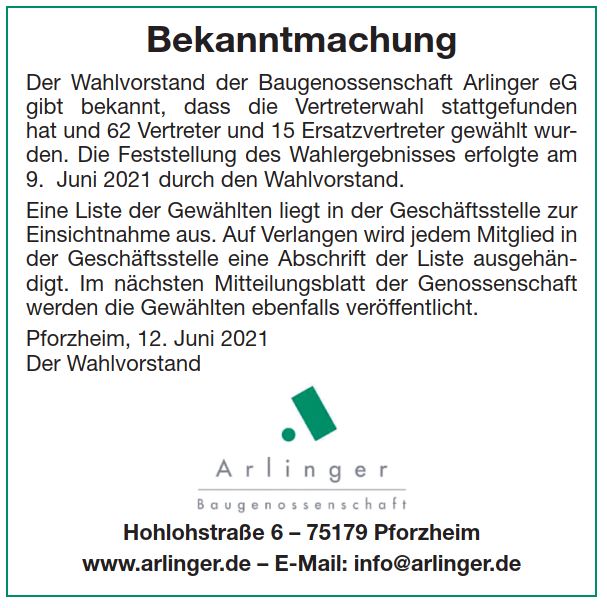 Wahlbekanntmachung